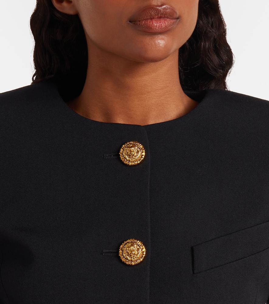 Balmain Wool Buttoned Basque Jacket In Black
