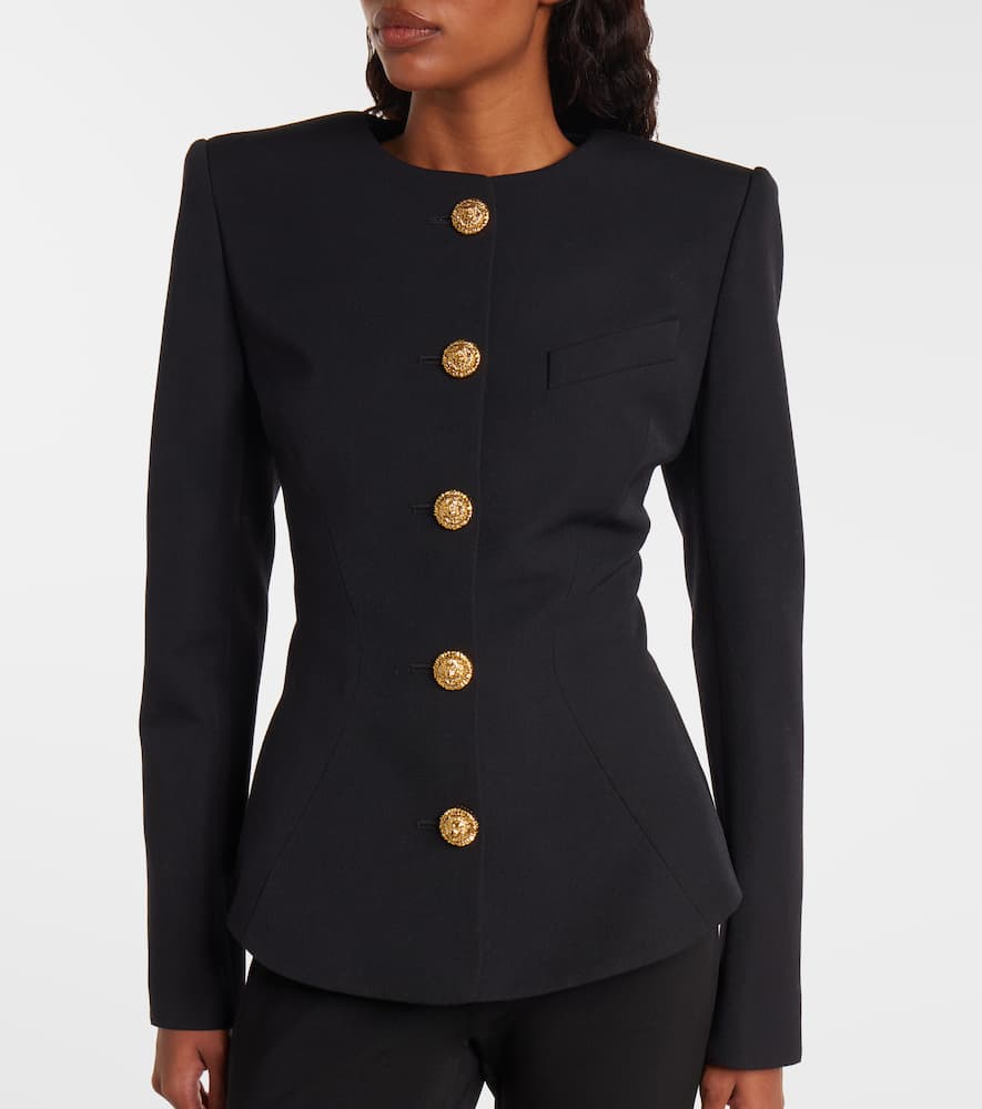 Balmain Wool Buttoned Basque Jacket In Black