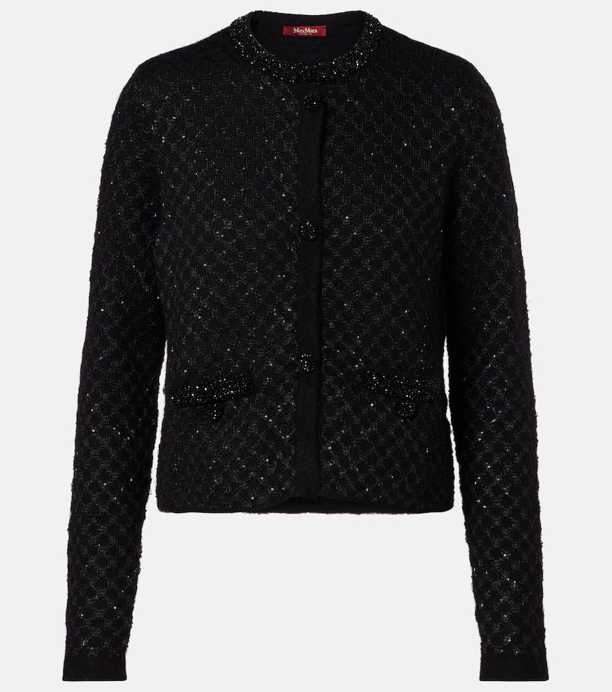 Max Mara Perdoni Sequined Cardigan In Black