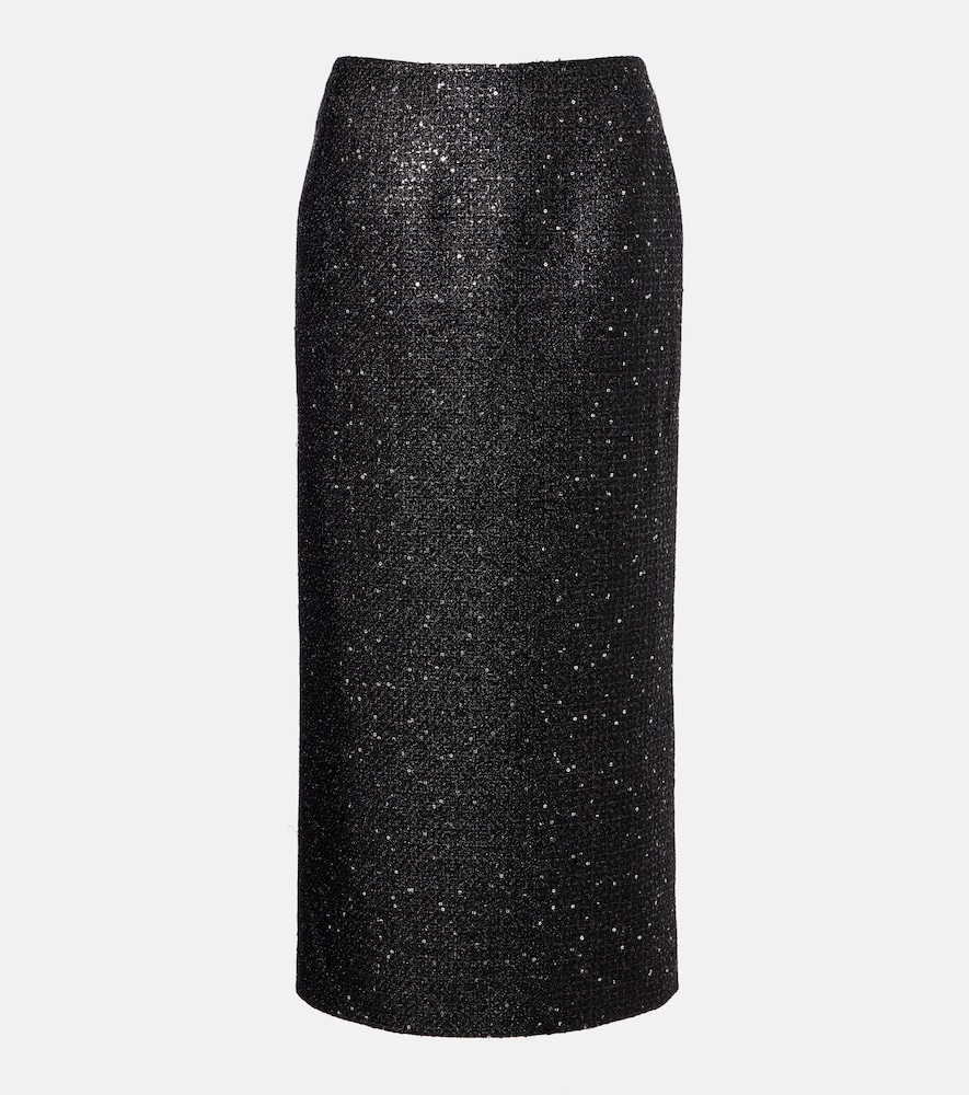 Carolina Herrera Sequined lamé tweed pencil skirt