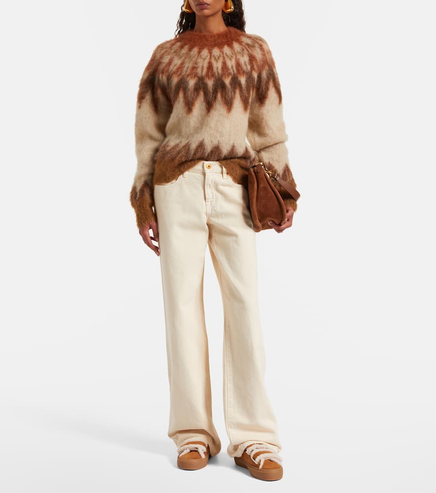 Inuikii Shearling-trimmed Suede Low-top Sneakers In Brown