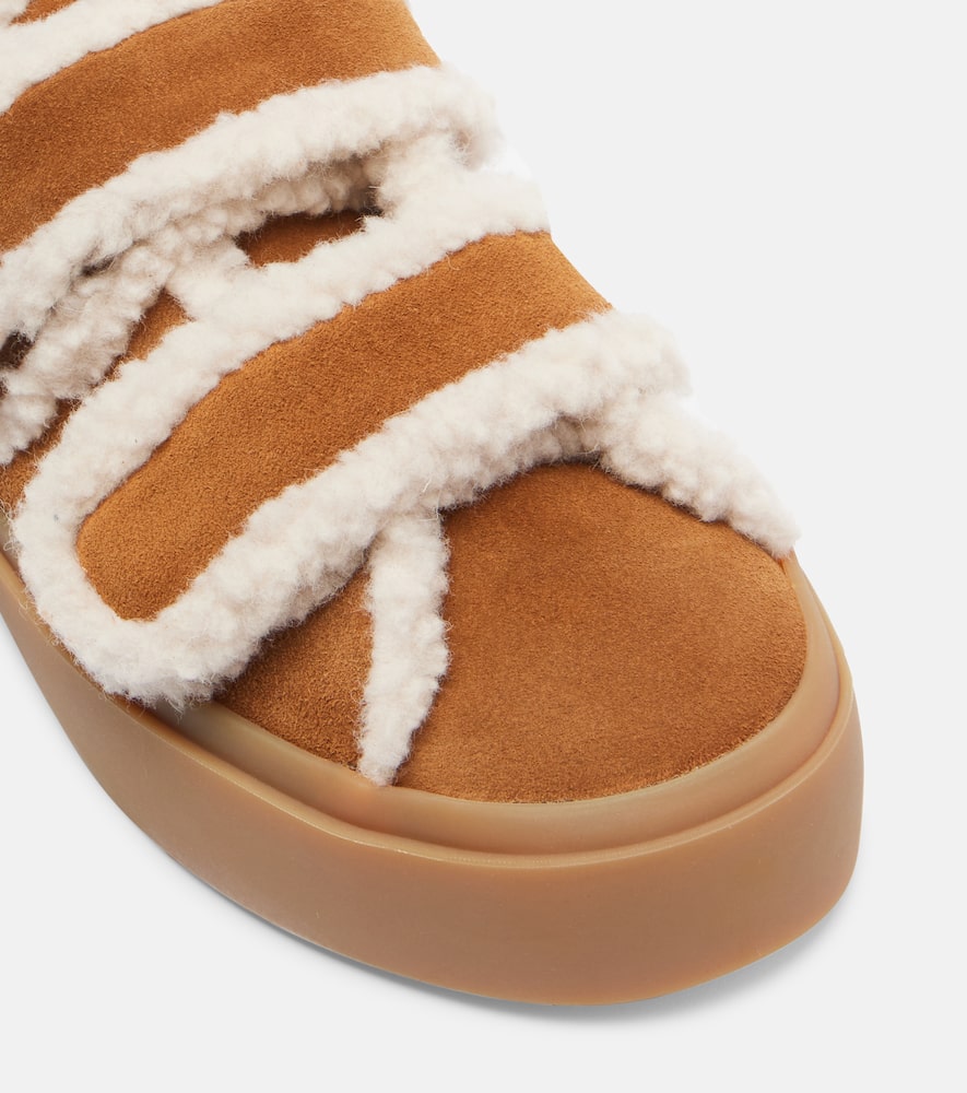 Inuikii Shearling-trimmed Suede Low-top Sneakers In Brown