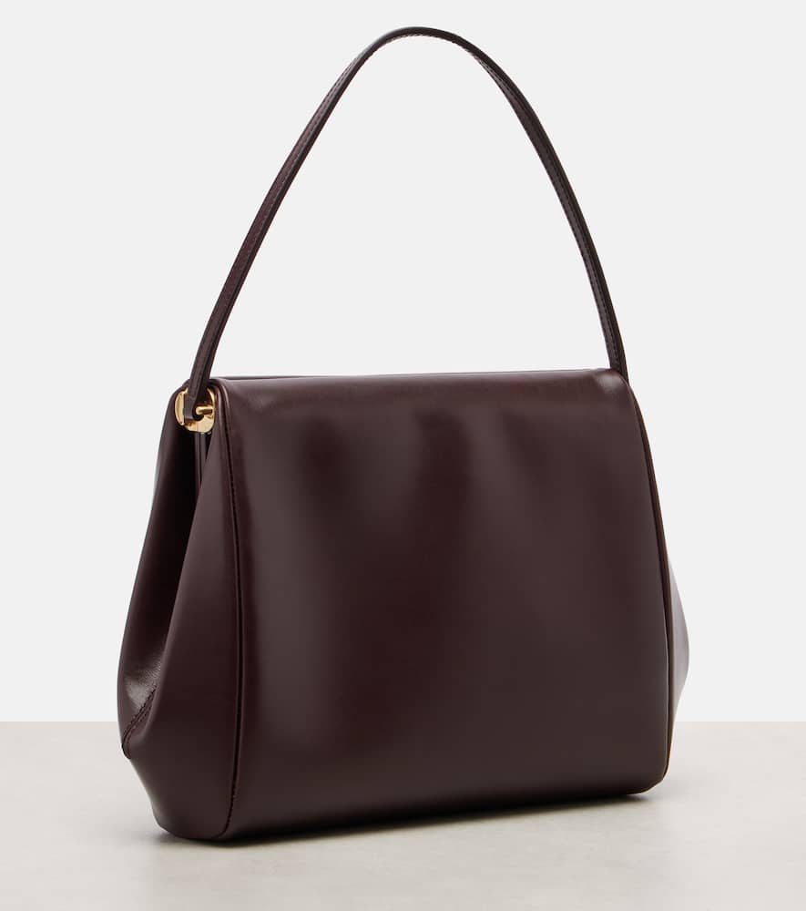 Calvin Klein Tina Medium Leather Shoulder Bag In Purple