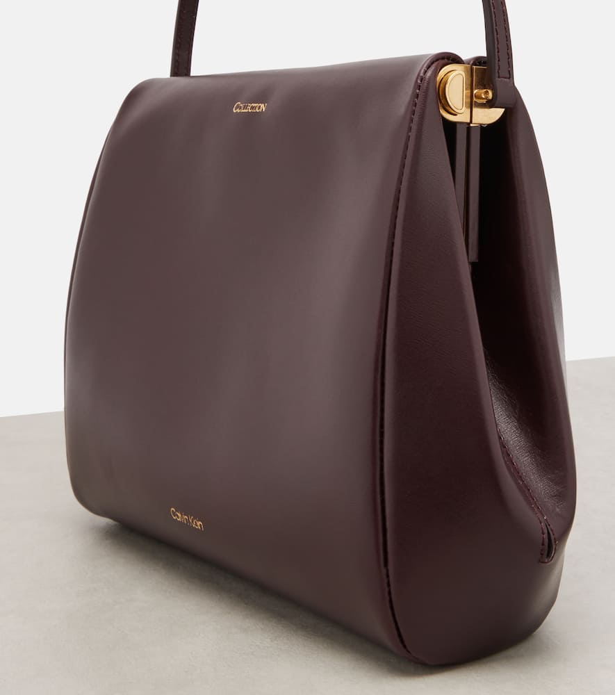 Calvin Klein Tina Medium Leather Shoulder Bag In Purple