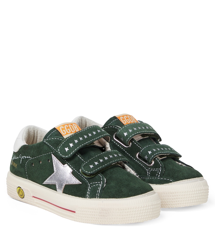 Golden Goose Kids Green May School Leather-Trimmed Suede Sneakers UK Size 8.5 - Mytheresa