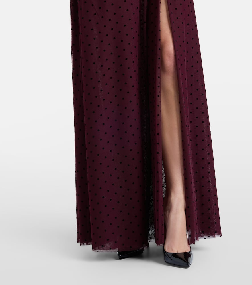 Rebecca Vallance Barbera Point D'esprit Tulle Gown In Burgundy