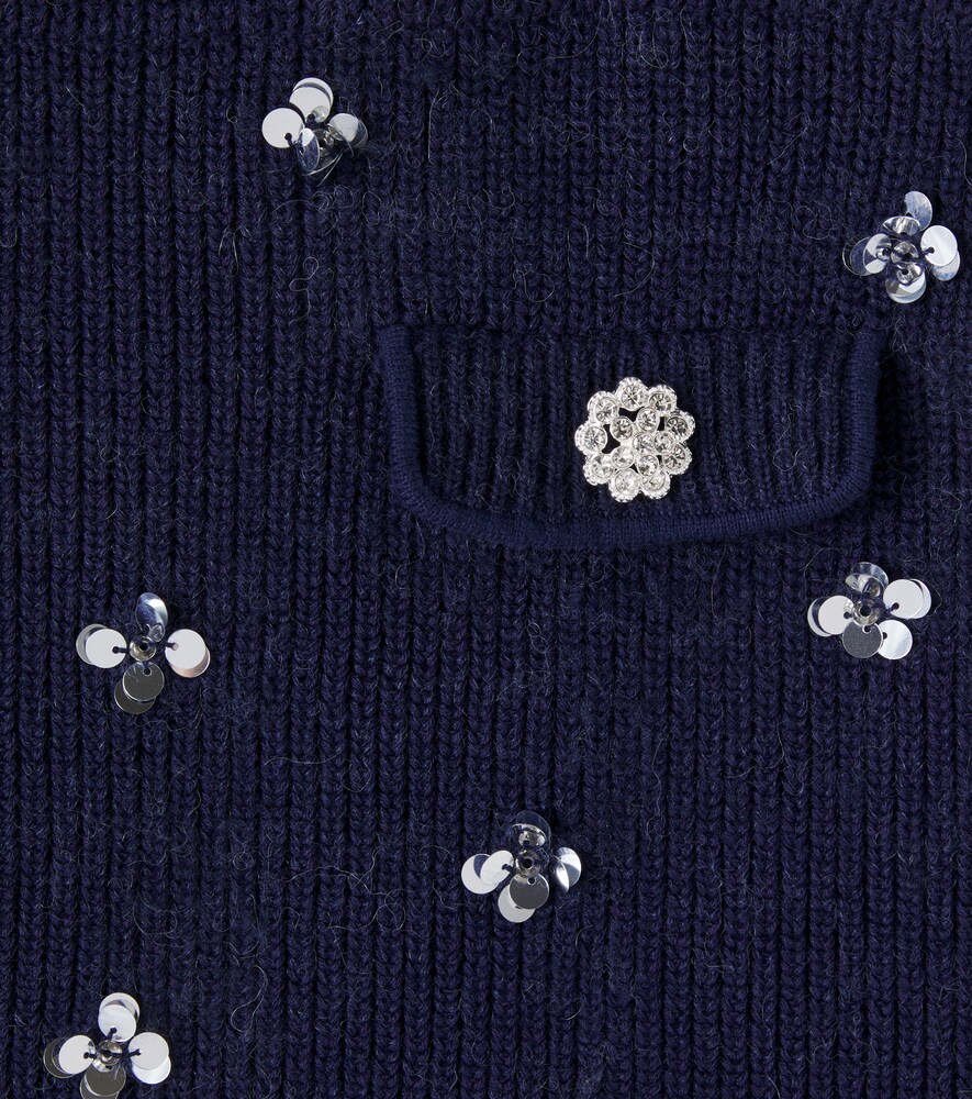  Self-portrait Kids Self-portrait Kids Embellished Ribbed-knit Skirt 