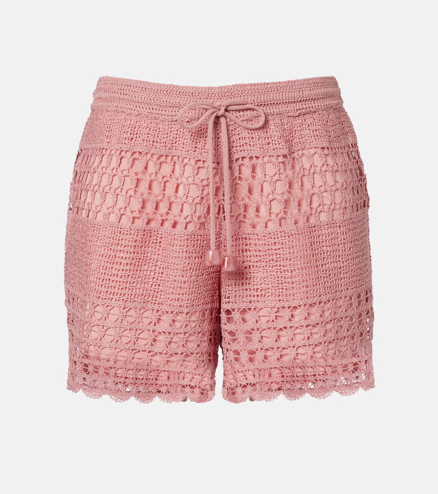 Zimmermann Wanderlust Crochet Shorts In Pink