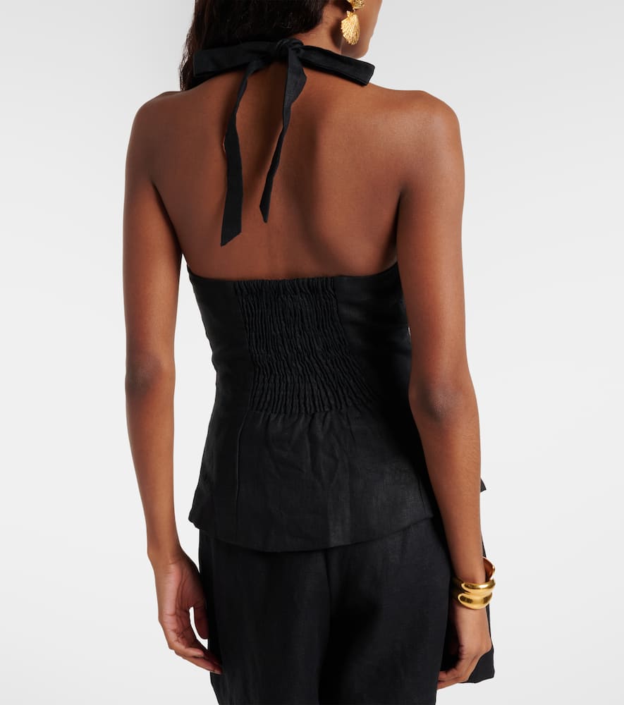 Faithfull Marie Linen Vest In Blue