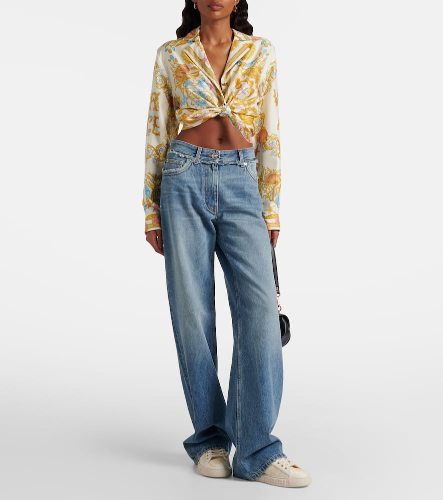 Versace Barocco Jacquard Greca Low Top Sneaker In White