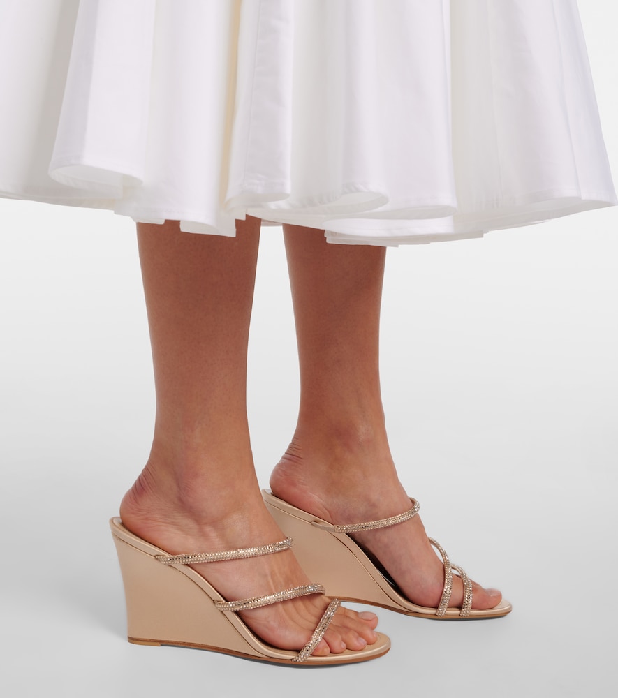 Rene Caovilla Crystal-embellished satin wedges