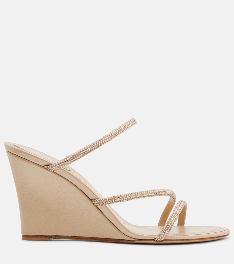  Rene Caovilla Rene Caovilla Wedge-sandalen Aus Satin Mit Kristallen 