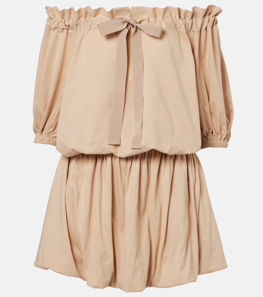 Patou Tie-neck cotton faille minidress