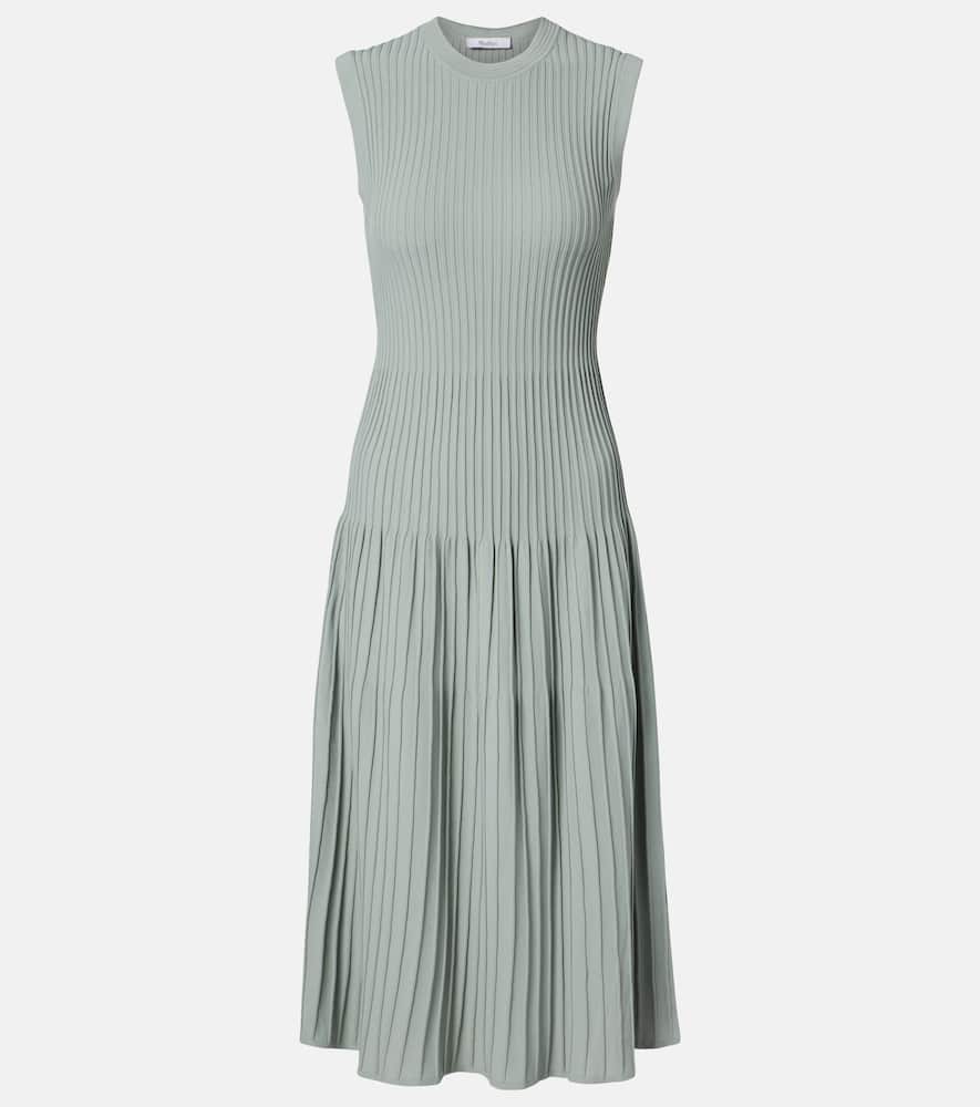 Max Mara Egizio Ribbed-knit Midi Dress In Green