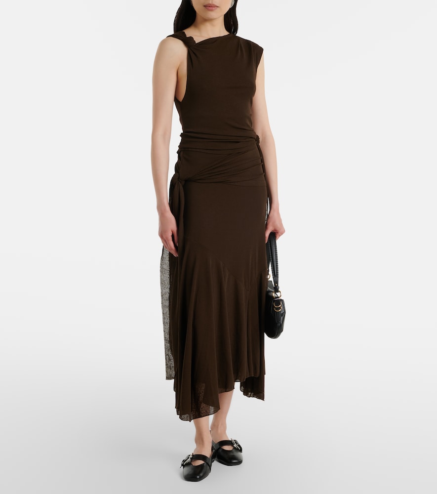  Ganni Ganni Asymmetric Draped Mesh Midi Dress 