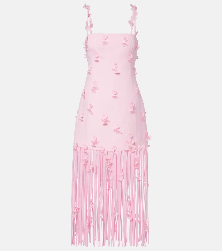 Simkhai Juliana floral-appliqué linen-blend cocktail dress