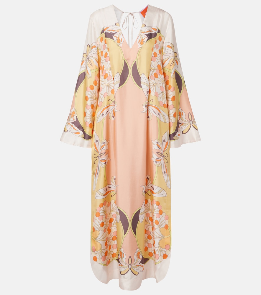 La Doublej Women's Multicoloured Twin Flame Printed Silk Twill Maxi Dress UK Size 8 - Mytheresa
