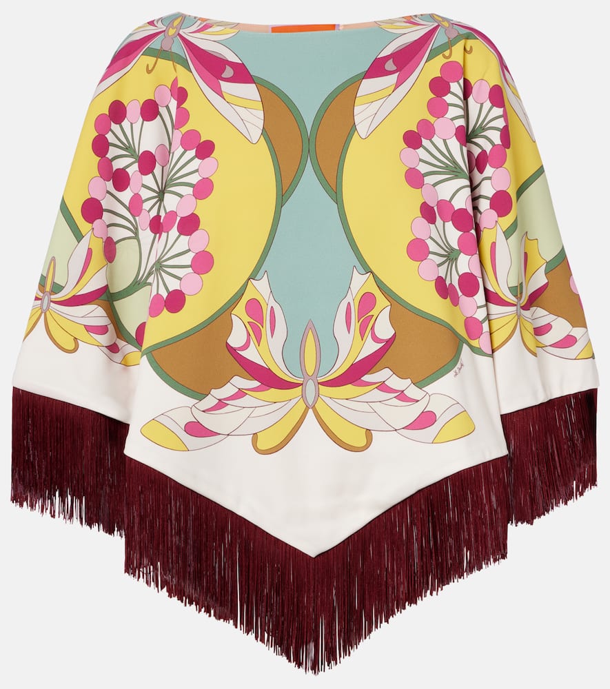 La Doublej Florette Placée Reversible Satin Poncho In Multi