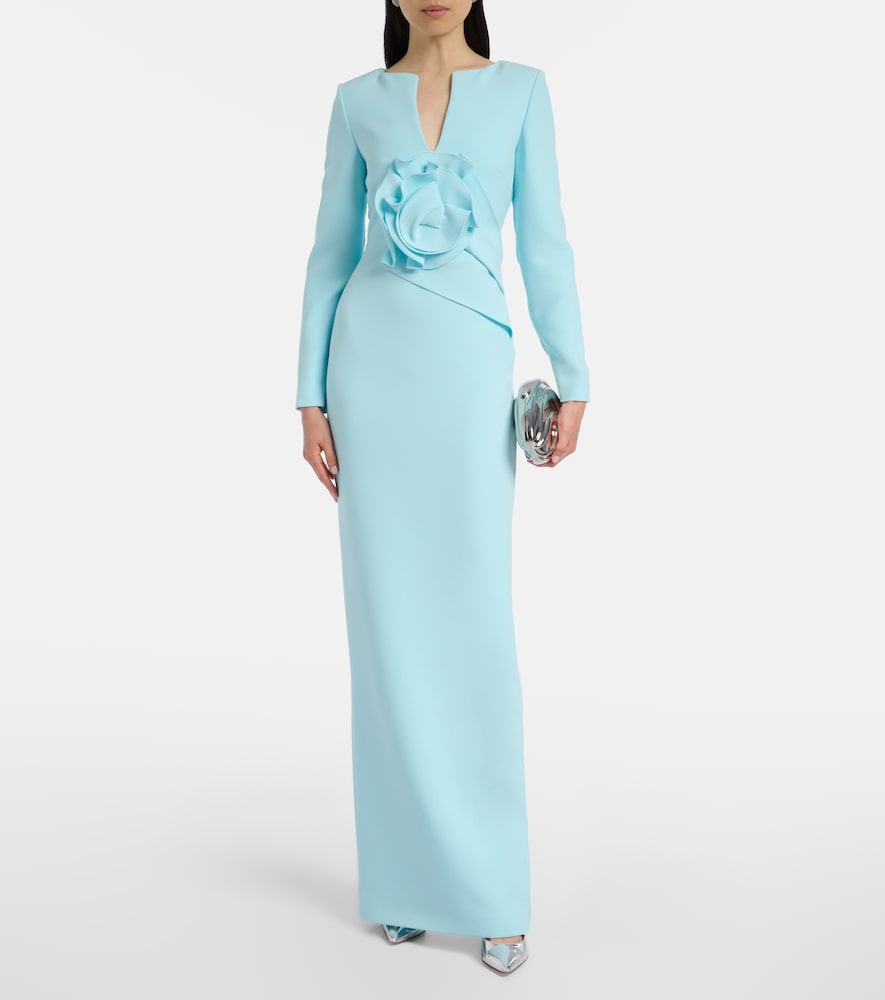 Roland Mouret Floral-appliqué crêpe gown