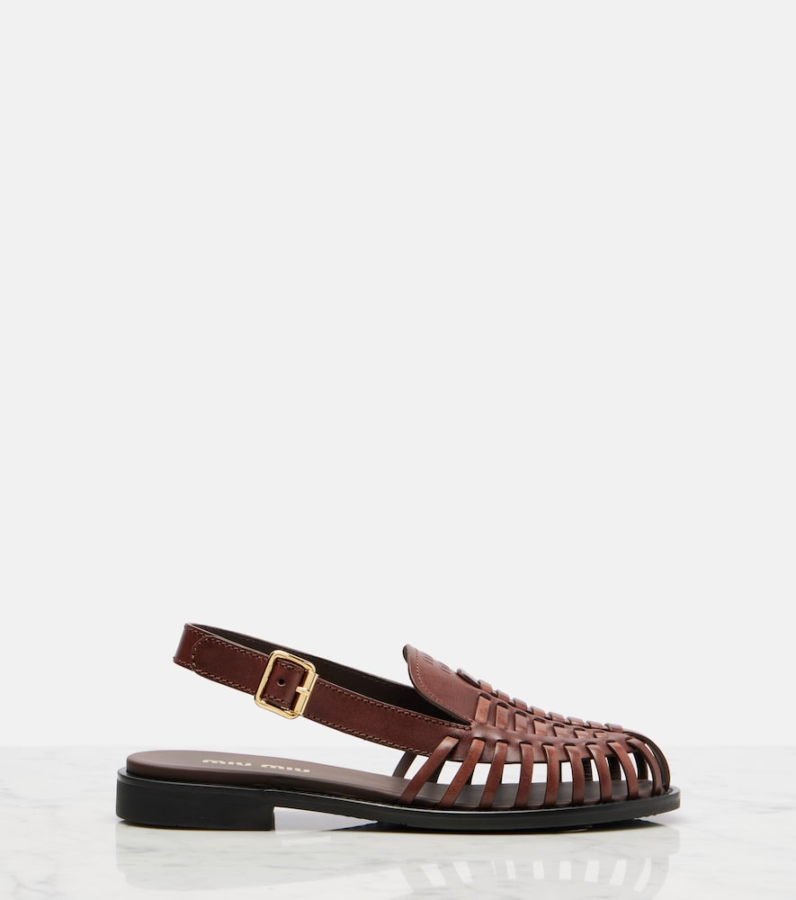  Miu Miu Miu Miu Slingback-sandalen Aus Leder 