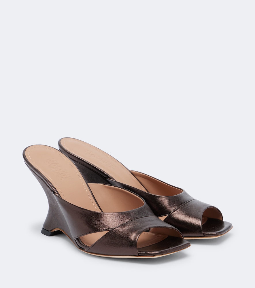 Malone Souliers Mules compensées Lourdes en cuir métallisé