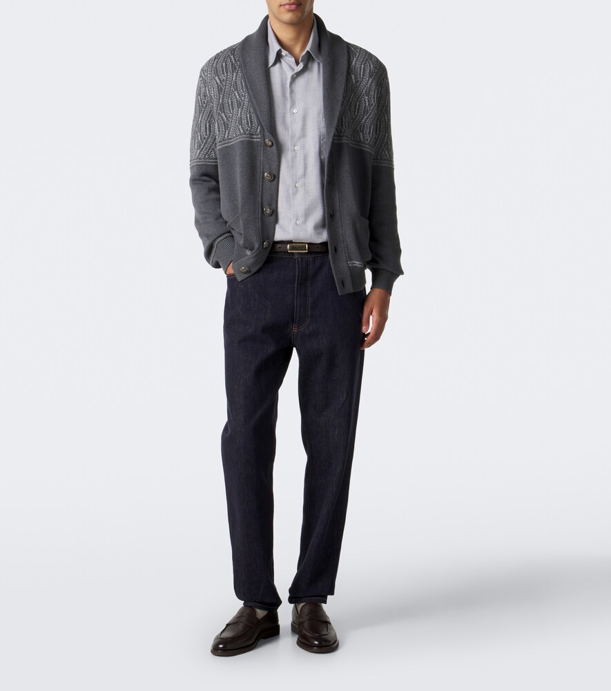 Jacquard Cotton Cardigan