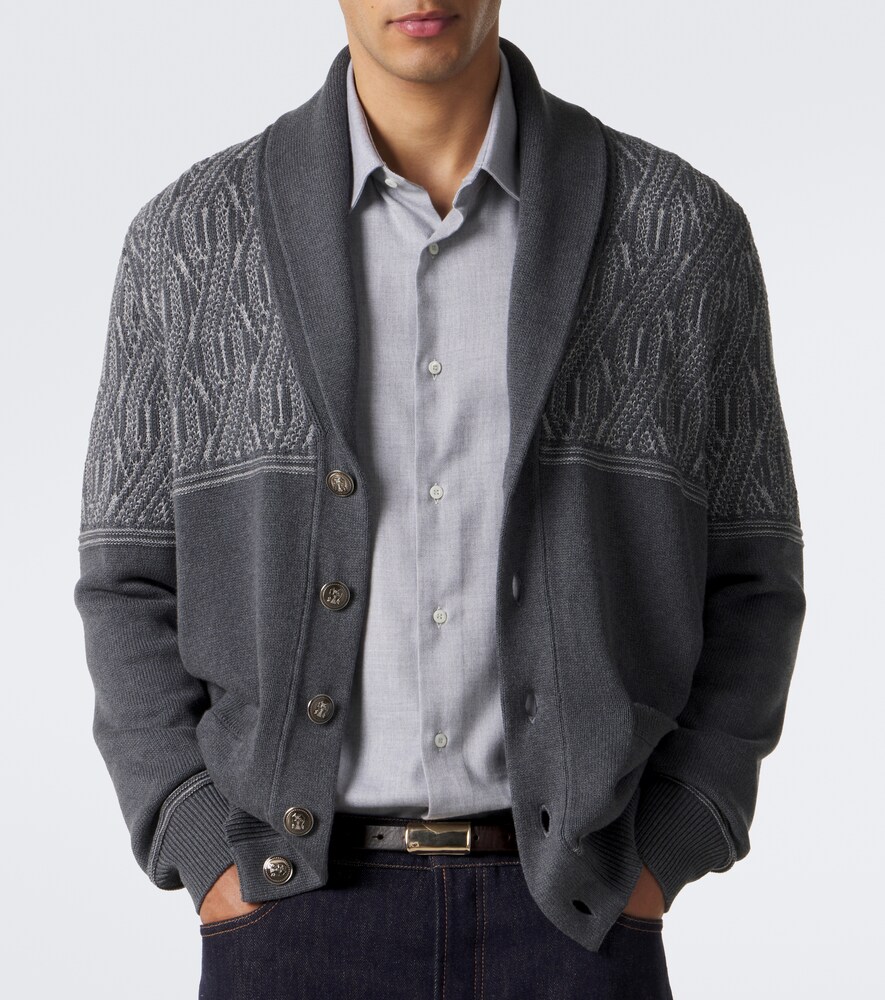 Jacquard Cotton Cardigan