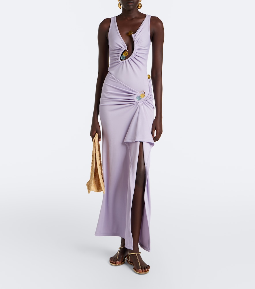 Spiral Beach Glass Ribbed-Knit Jersey Top