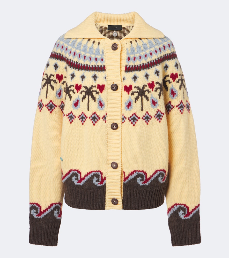 Alanui Sweet Winter Virgin Wool Cardigan In Yellow