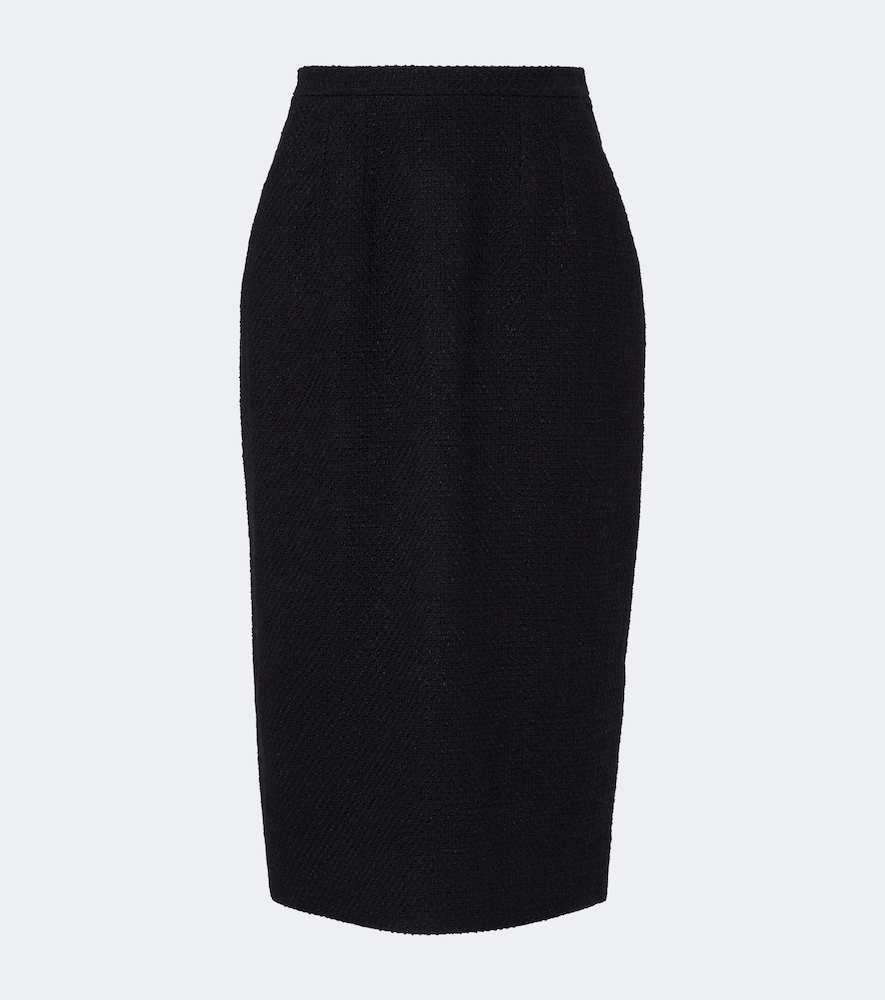 Dolce & Gabbana Cotton And Linen-blend Boucle Pencil Skirt In Black
