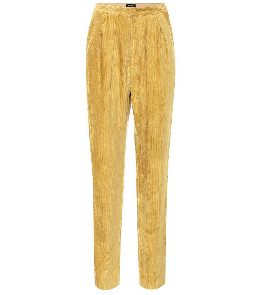 ISABEL MARANT FANY HIGH-RISE STRAIGHT VELVET PANTS,P00399454