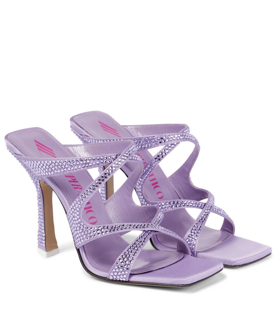 The Attico Flora embellished satin pumps