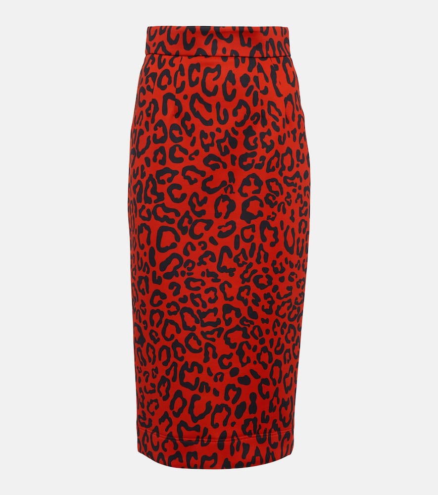 Leopard-printed pencil midi skirt