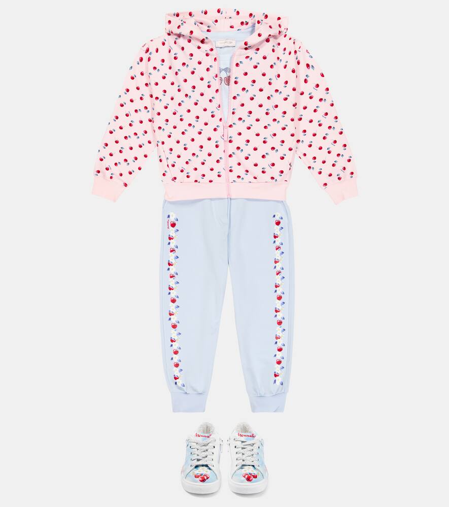 Monnalisa Printed Zip-up Hoodie In Pink