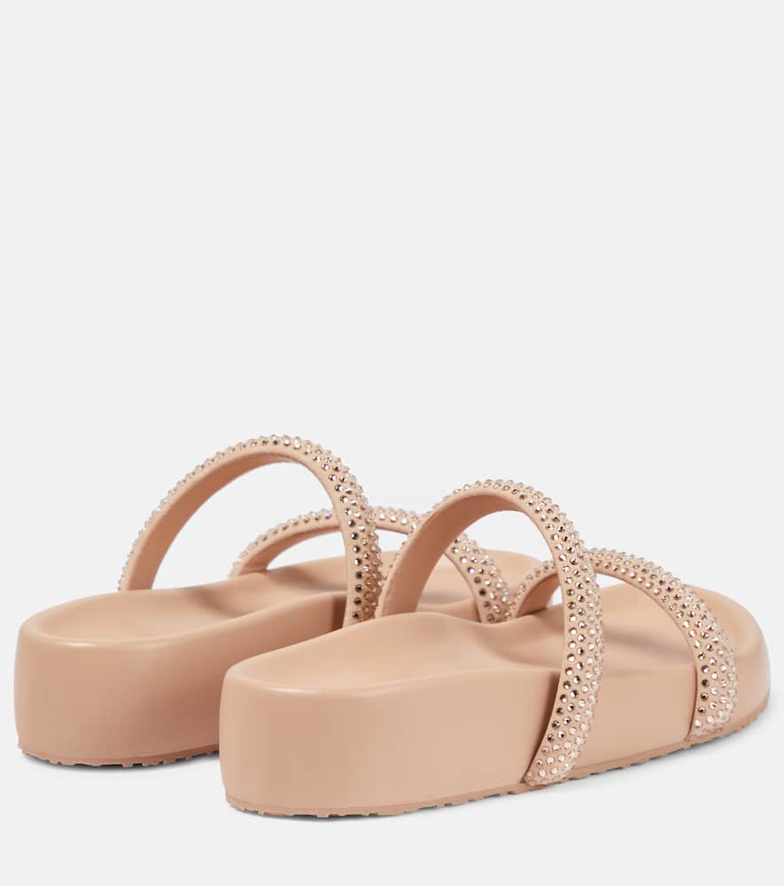 Shop Gianvito Rossi Croisette Embellished Slides In Pink