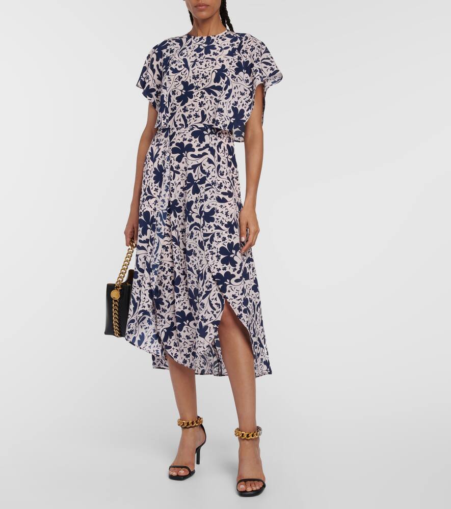 Shop Stella Mccartney Floral Silk Midi Dress In Multicoloured