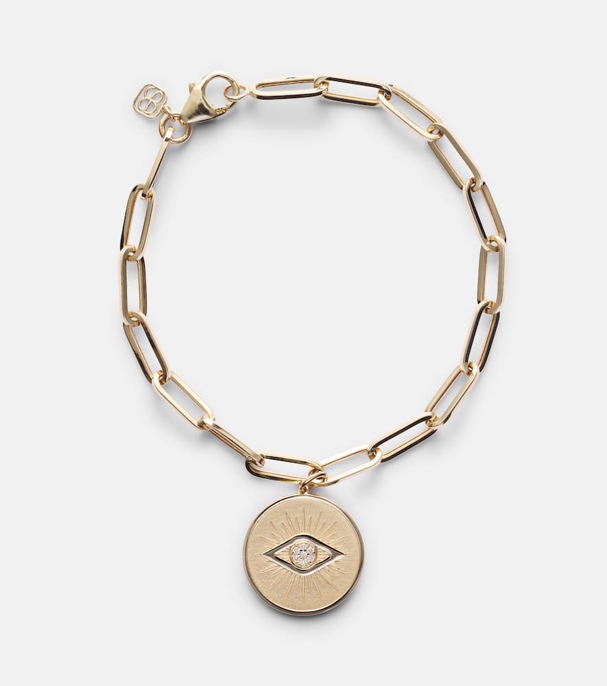 Sydney Evan Evil Eye Coin 14kt gold chain bracelet