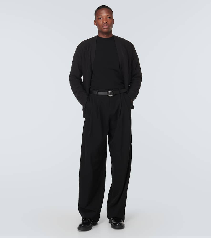 Valentino Textured Wool Cardigan With Embroidered Motif In Black