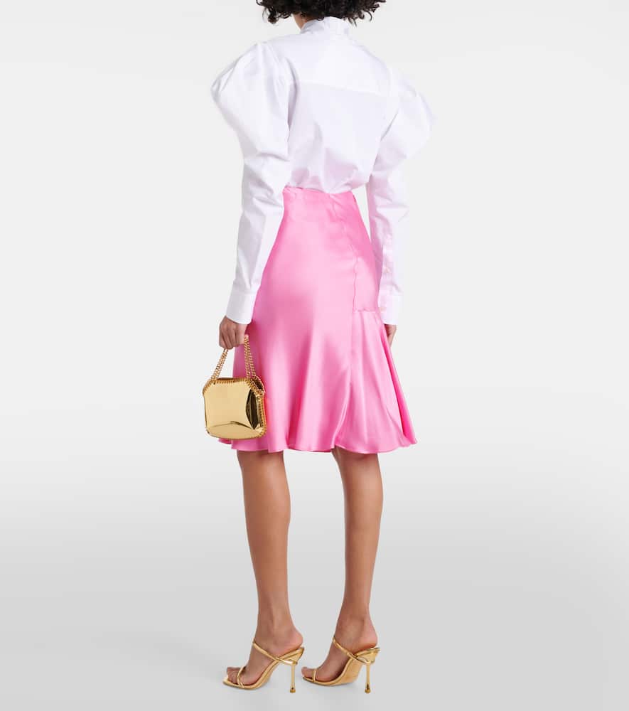 Shop Stella Mccartney Satin Midi Skirt In Pink