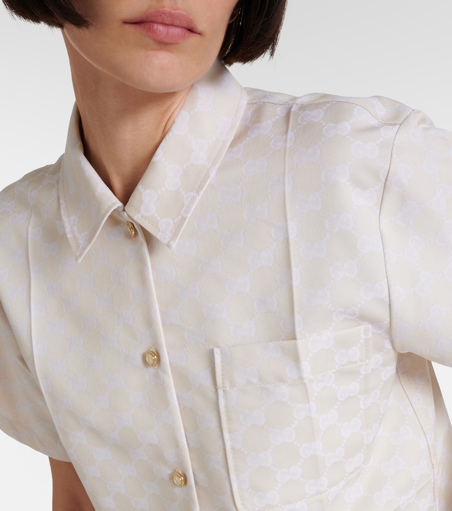  Gucci Gucci Gg Cropped Gabardine Shirt 