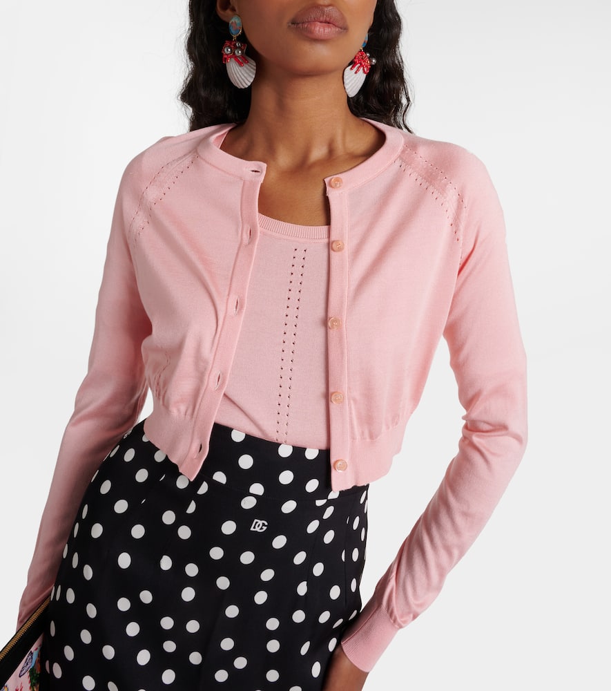Dolce & Gabbana Capri Cropped Silk Cardigan In Pink