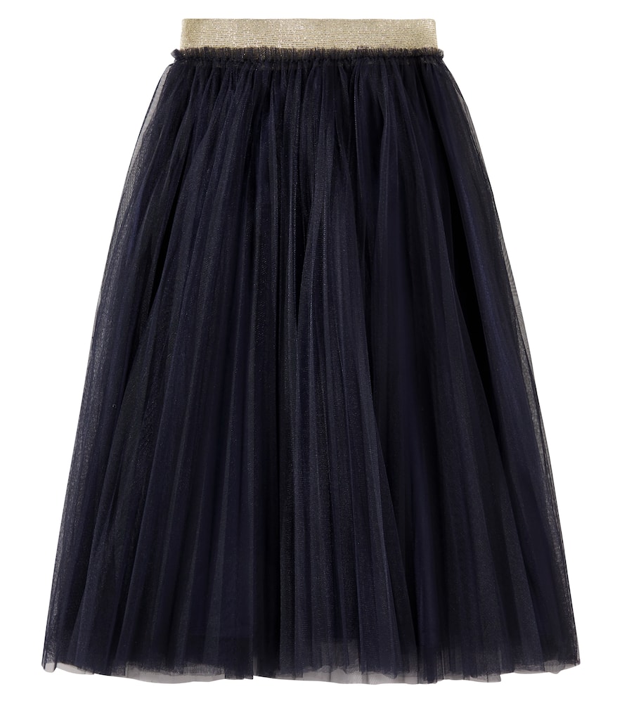 Il Gufo Glitter-waistband Tulle Skirt In Blue