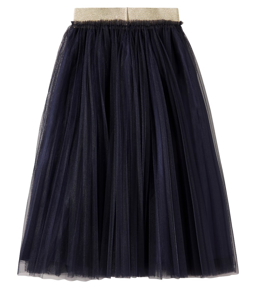 Il Gufo Glitter-waistband Tulle Skirt In Blue