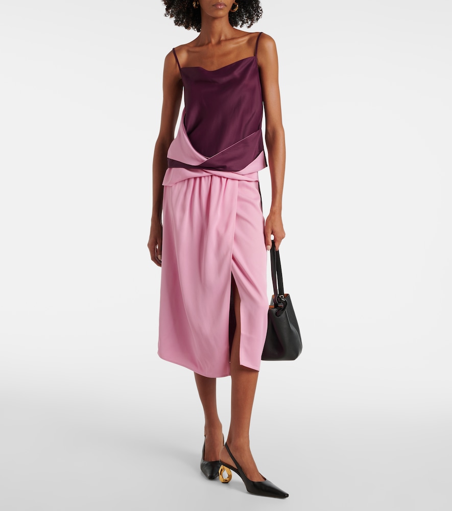 Colorblocked Draped Midi
