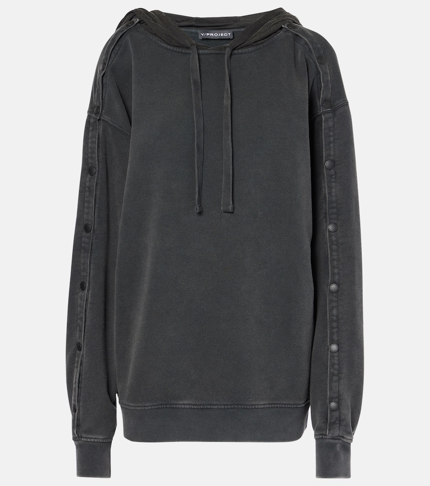 Snap oversized cotton jersey hoodie