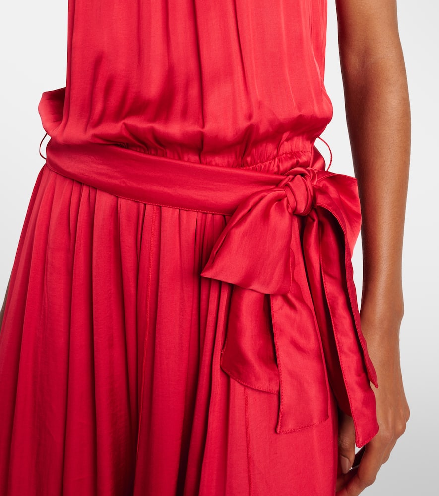 Shop Poupette St Barth Nina Satin Maxi Dress In Red