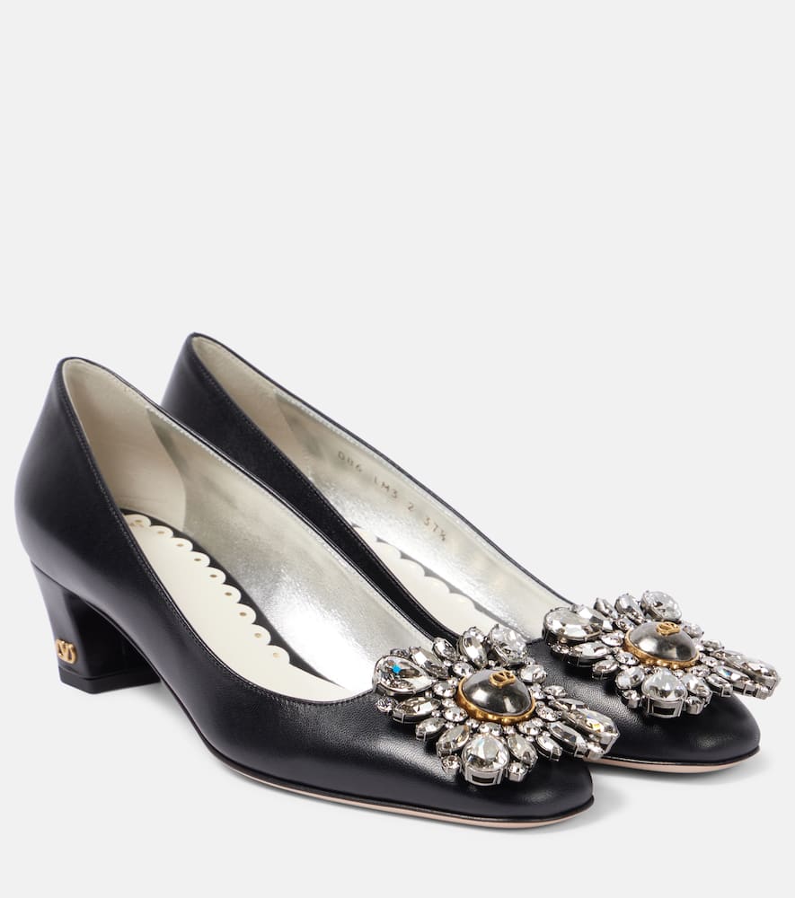 Valentino Verzierte Pumps Embellished 45 Aus Leder In Schwarz