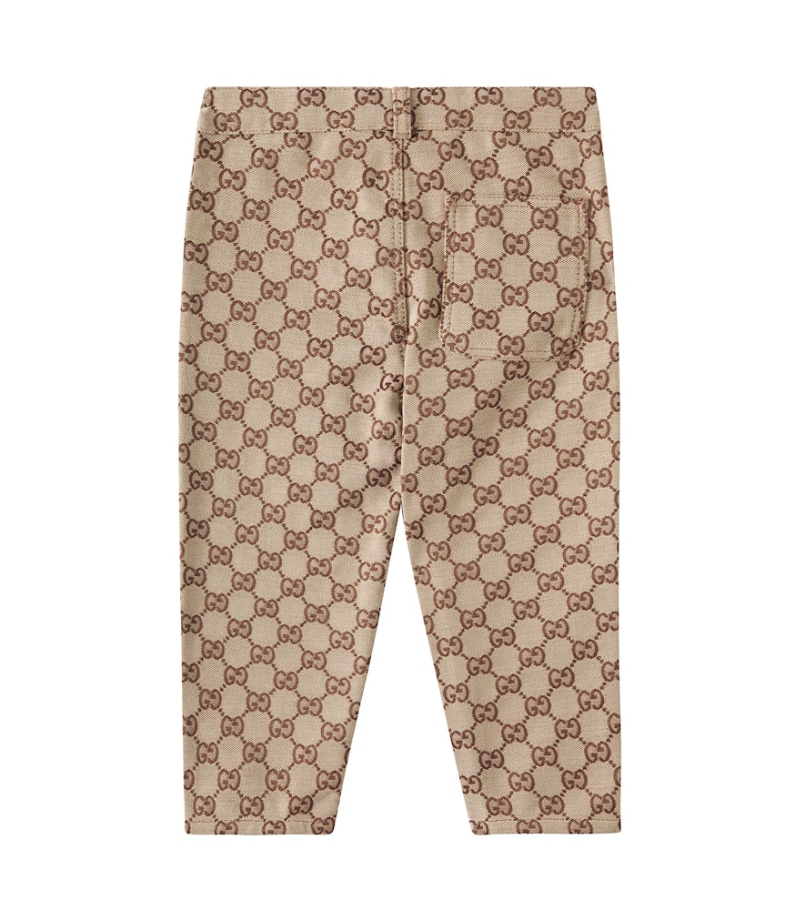 Gucci Baby Gg Canvas Cotton-blend Pants In Camel/ebony