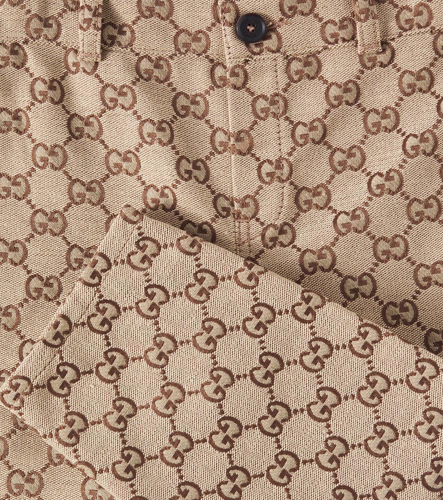Gucci Baby Gg Canvas Cotton-blend Pants In Camel/ebony