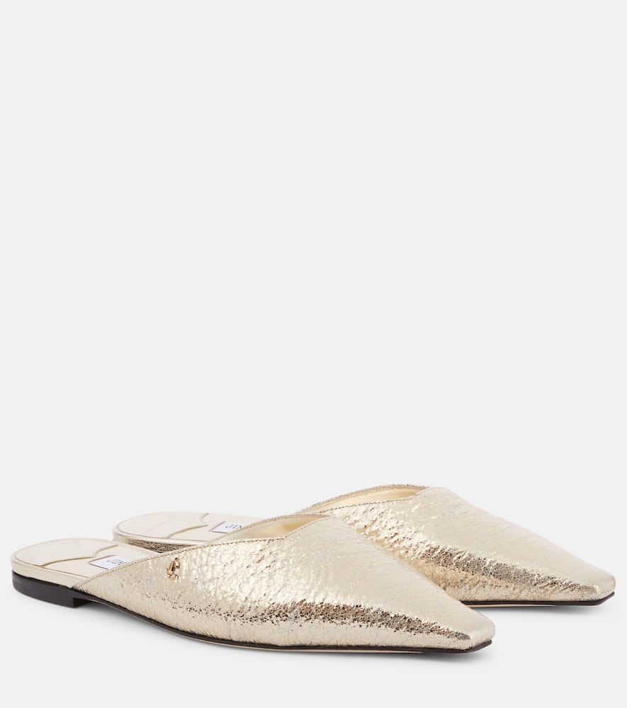 Jimmy Choo Pantoletten Vivi Aus Metallic-leder In Gold